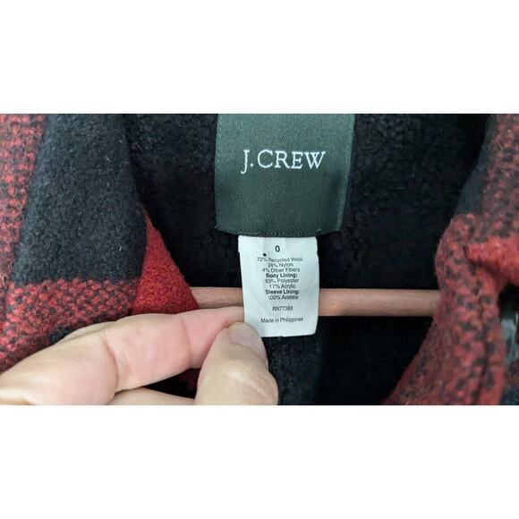 J. Crew Plaid Sherpa Lined Wool Blend Coat - Picture 3 of 8